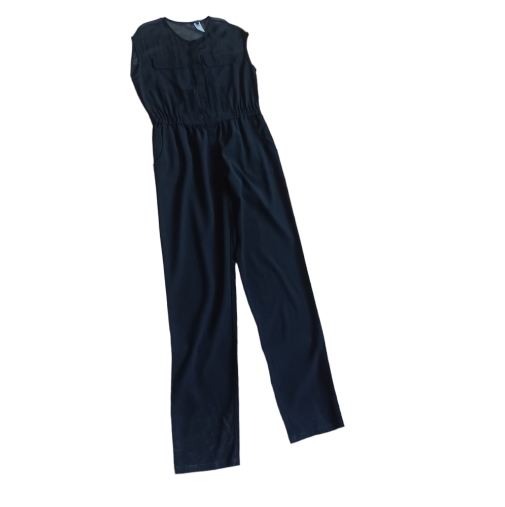 Nanette Lepore Womens Sleeveless Black Jumpsuit Stretchy With Pockets Size 8